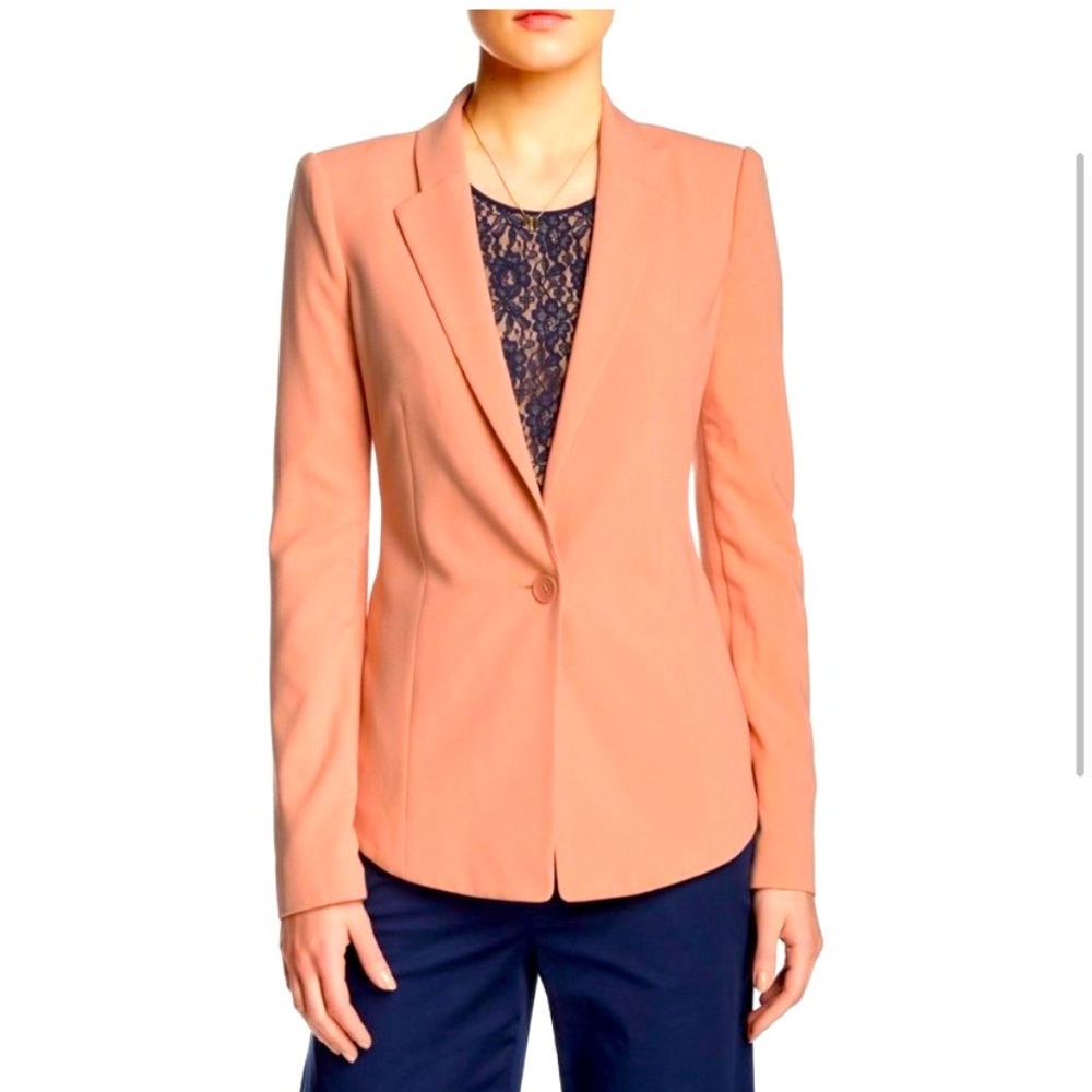 BCBGMAXAZRIA JACK WOVEN CITY BLAZER IN BLUSH PINK size small